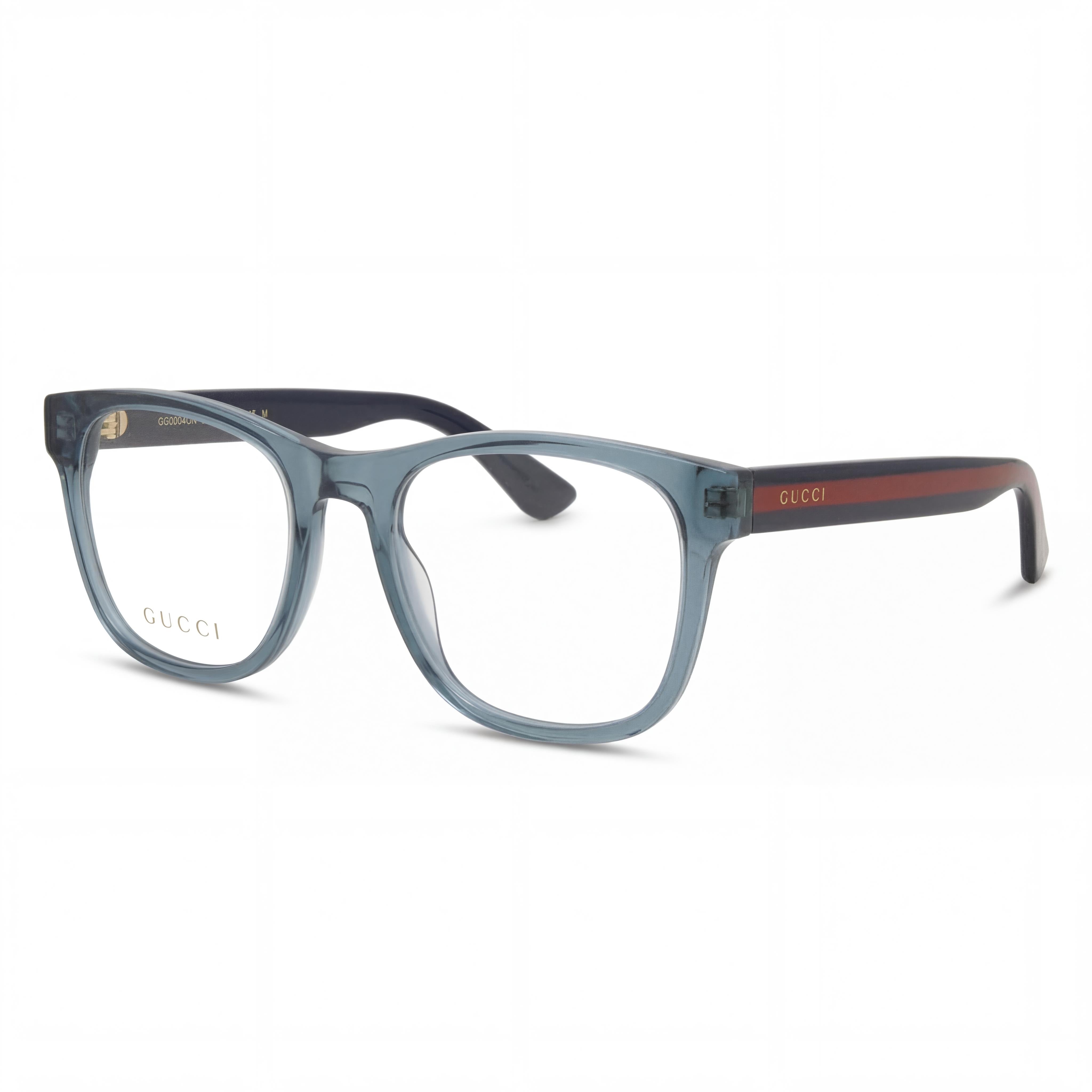 Gucci GG0004ON 012 Gafas Cuadradas para Hombre con Logotipo Dorado y Azul, Photo 1