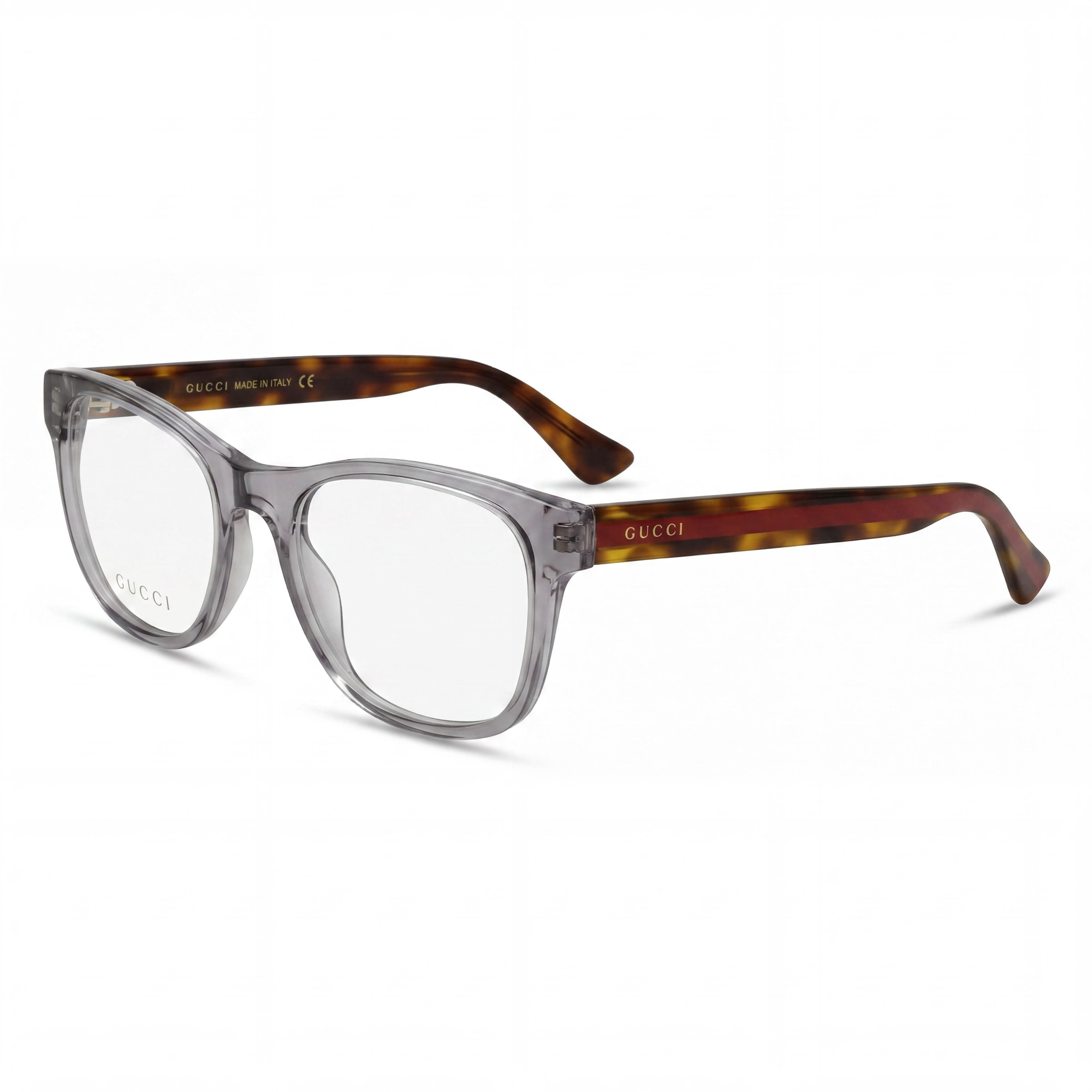 Gucci GG0004ON Transparent Grey Square Eyeglasses for Men, 53mm, Photo 1