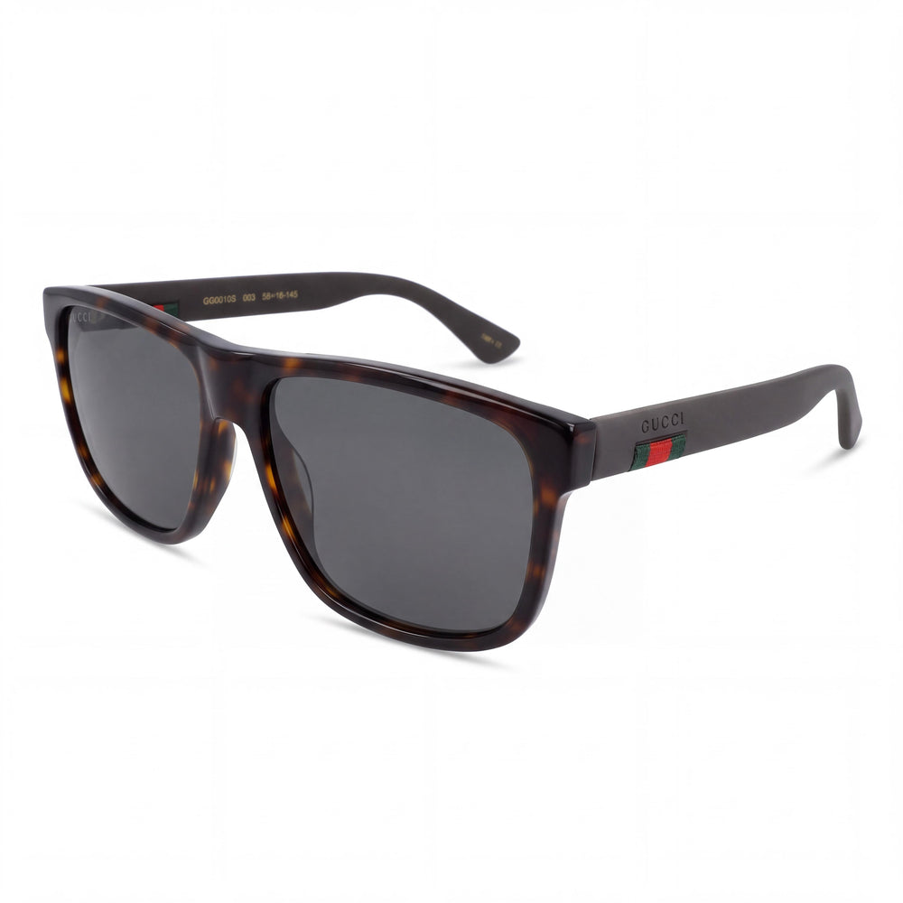 Gucci GG0010S Multicolour Rectangle Sunglasses for Unisex, Dark Grey lens