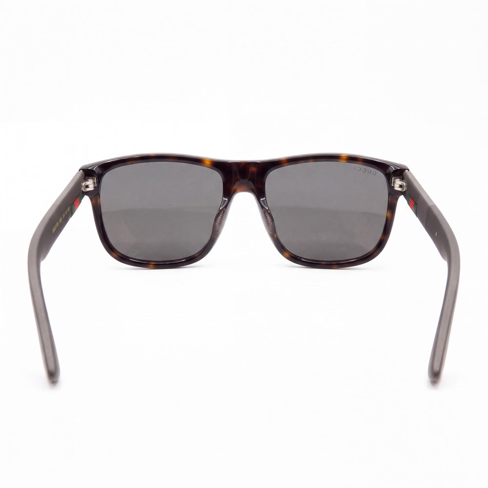 Gucci GG0010S Rectangle Sunglasses Unisex — side view, Non-Polarized Dark Grey lens