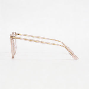 Gucci GG0026O Square Eyeglasses Women — side view, Pink Plastic temples