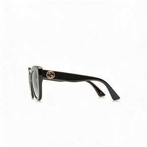 Gucci GG0036SN Square Sunglasses Women — side view, Non-Polarized Havana Blue/Brown lens