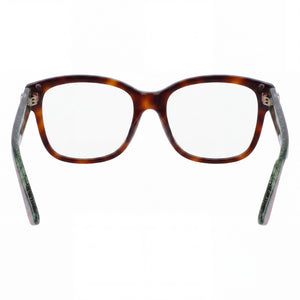 Gucci Gg0038o-002 Square Eyeglasses Women — side view, Havana Plastic temples