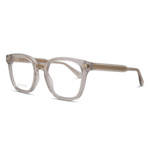 Gucci GG0184O Grey Transparent Rectangle Eyeglasses for Unisex, Plastic frame