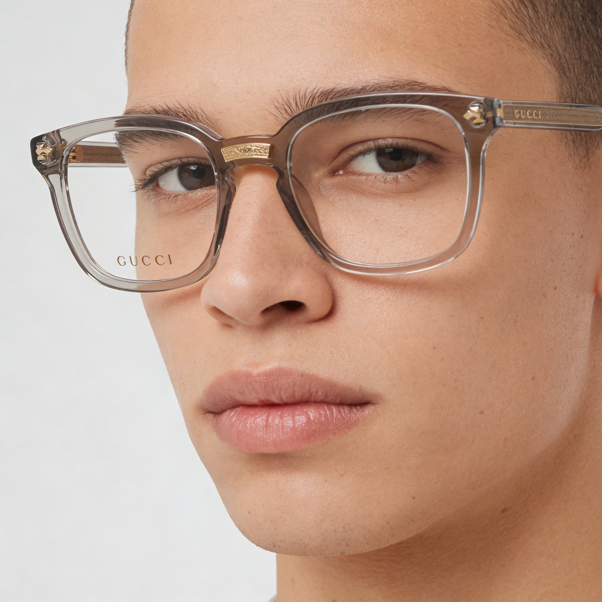 Gucci GG0184O Grey Transparent Rectangle Eyeglasses Unisex, Photo 3