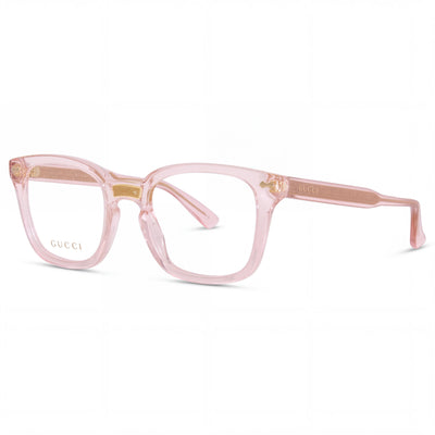 Gucci GG0184O Transparent Pink Square Eyeglasses for Women, Plastic frame