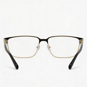 Gucci GG0383O-004 Rectangle Eyeglasses Men — side view, Black Metal temples