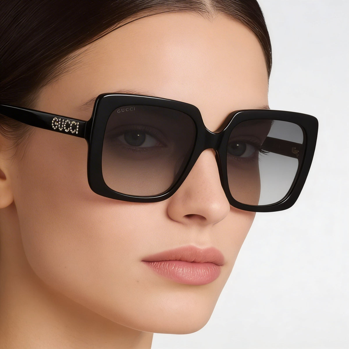 Gucci GG0418S Black Crystal Grey Square Sunglasses for Women, 54mm, Photo 3