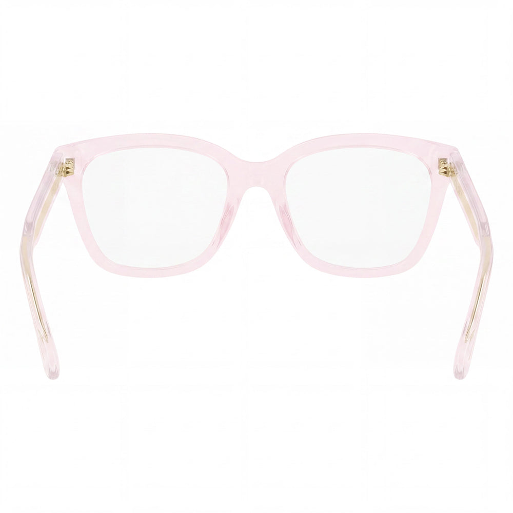 Gucci GG0566ON-004 Rectangle Eyeglasses Women — side view, Pink Acetate temples