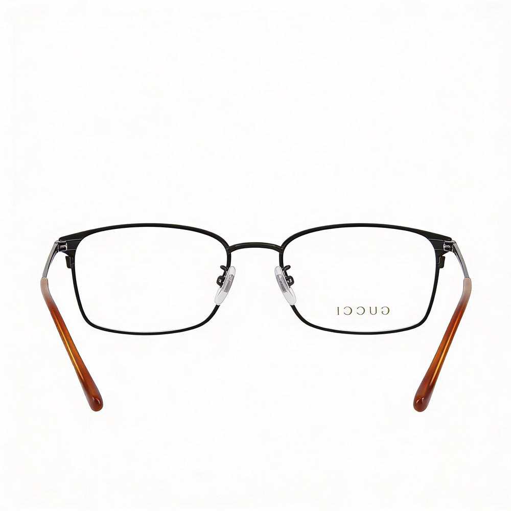 Gucci GG0579OK Rectangle Eyeglasses Women — side view, Black Metal temples