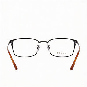 Gucci GG0579OK Rectangle Eyeglasses Women — side view, Black Metal temples