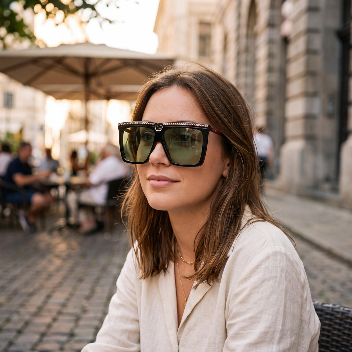 Gucci GG0733S Square Green-Brown-Green Sunglasses Unisex, 62mm, Photo 3
