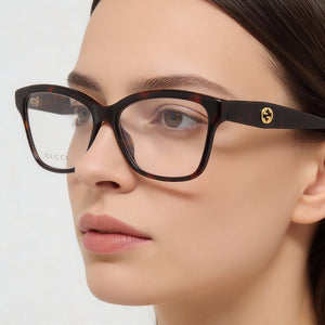 Gucci GG0798O 005 55 Square Eyeglasses for Women — interior view, Acetate frame detail