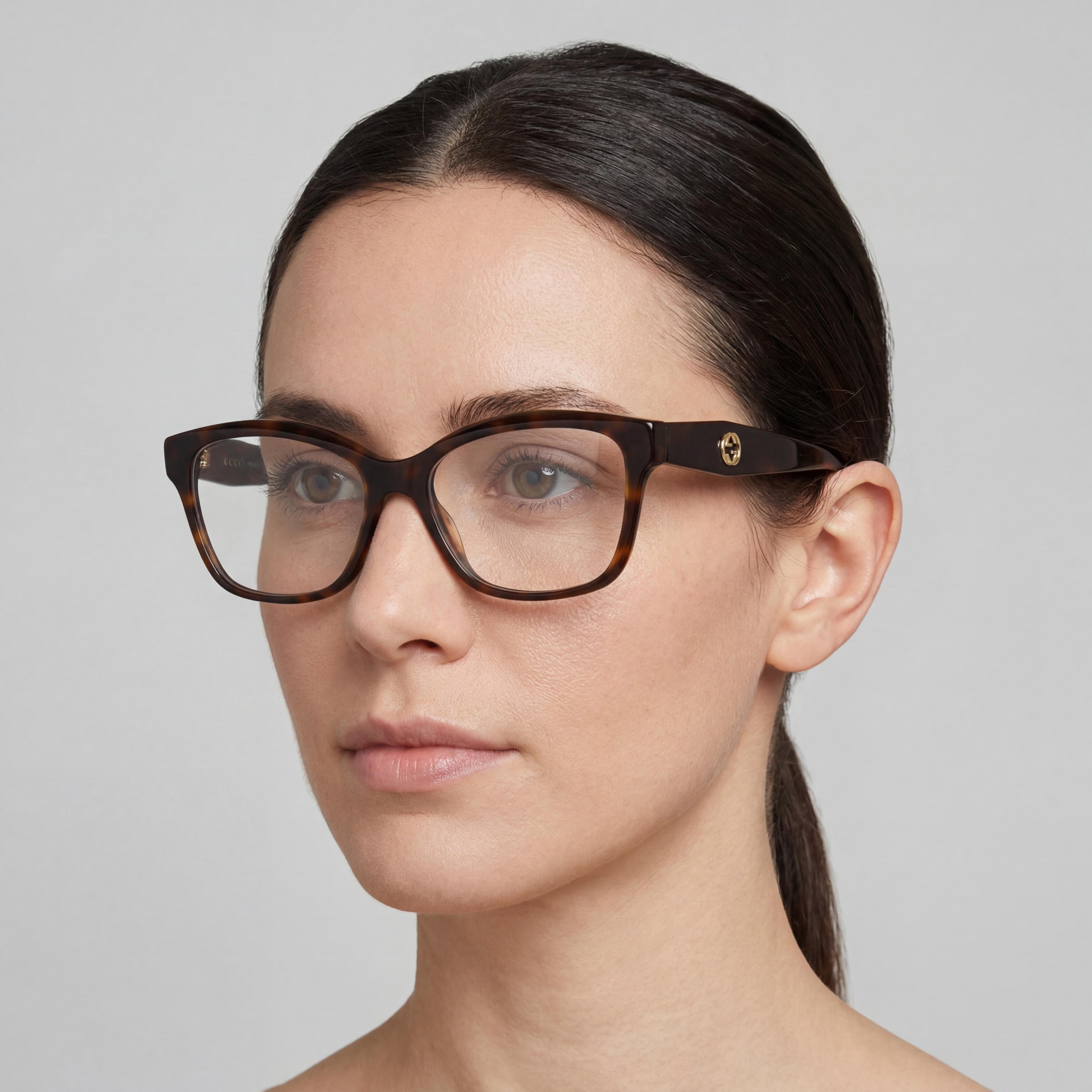 Gucci gg0798o Havana Rectangle Eyeglasses for Women, Plastic 53mm, Photo 4