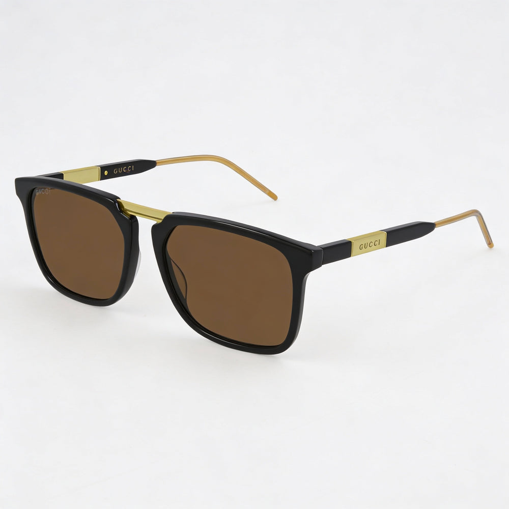 Gucci gg0842s Rectangle Sunglasses Men — side view, Non-Polarized Black-Brown lens