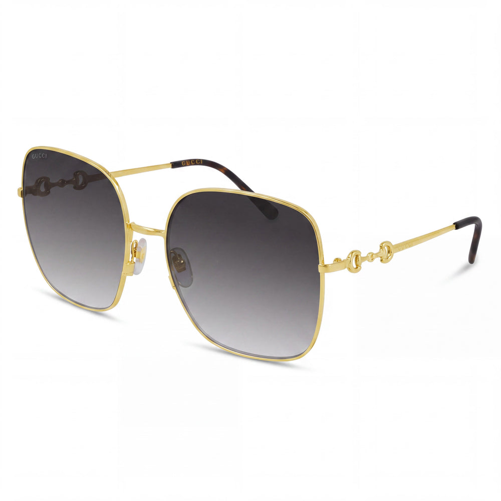Gucci GG0879S Gold Square Sunglasses for Women, Gradient Grey lens