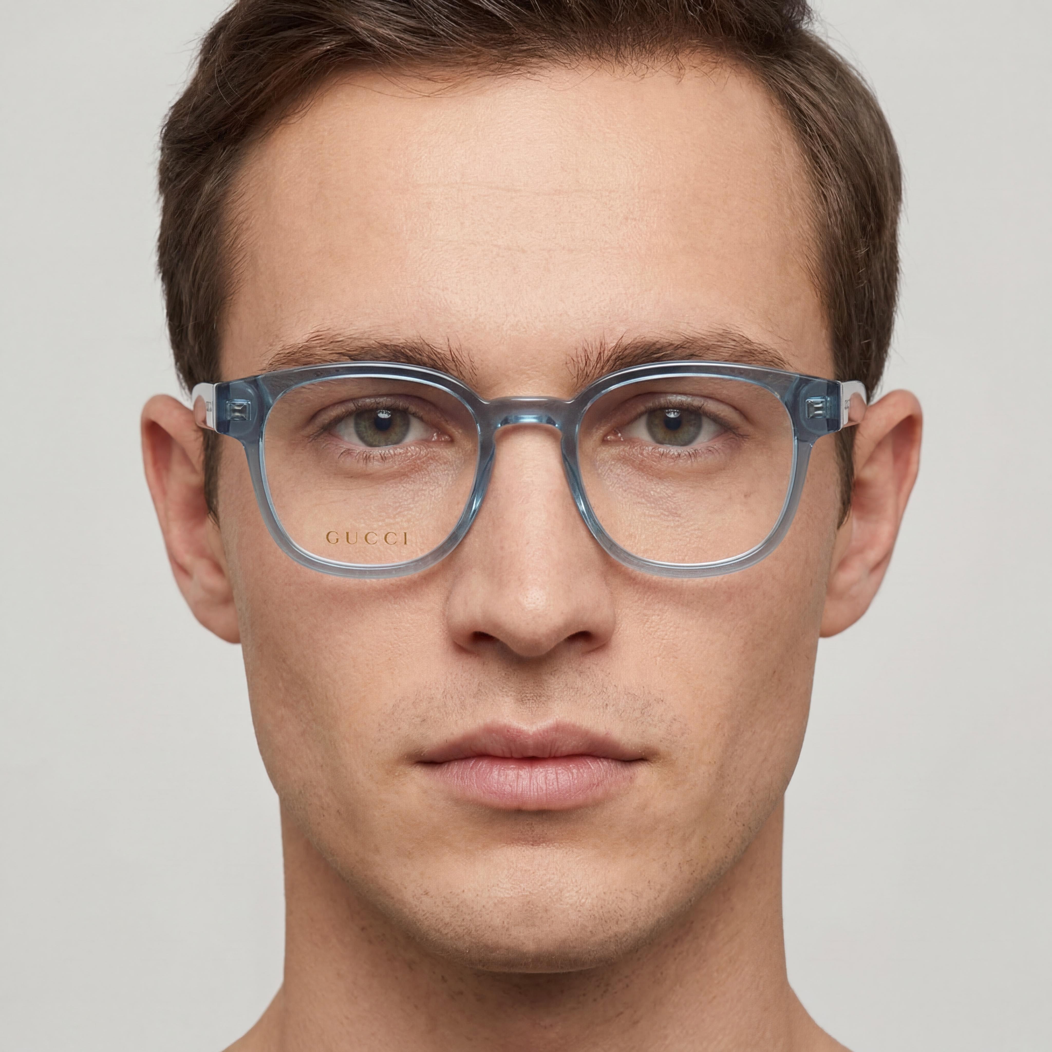 Gucci GG0927O Transparent Blue Round Eyeglasses for Men, Acetate 49mm, Photo 3