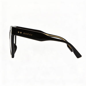 Gucci Gg1082o-001 Cat Eye Eyeglasses Women — side view, Black Acetate temples