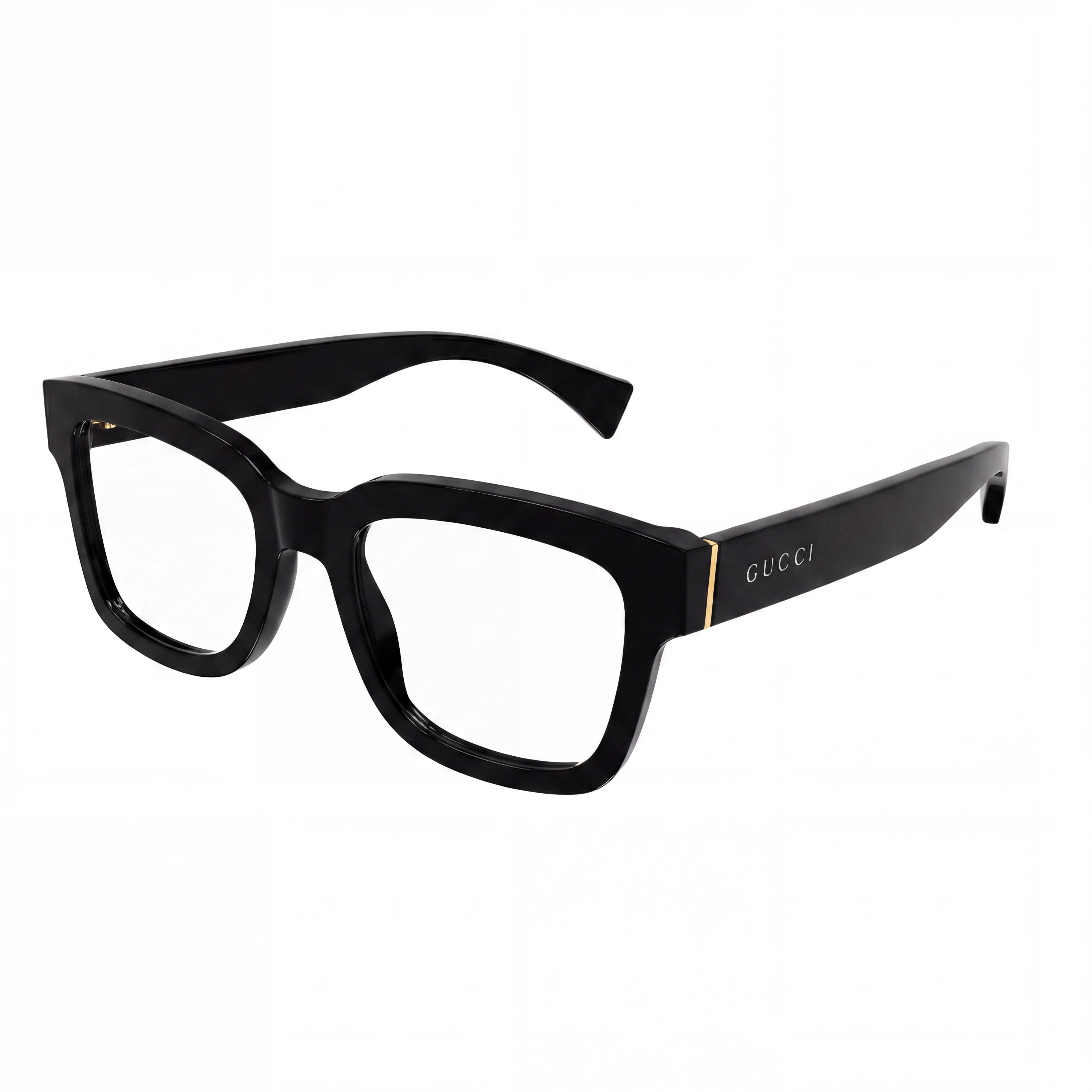 Gucci GG1138O-001 Gafas Unisex Cuadradas Negras y Doradas, Acetato, Photo 1