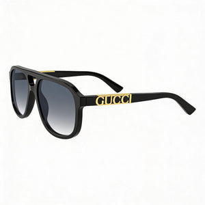 Gucci Gg1188s 002 Aviator Sunglasses Unisex — side view, Non-Polarized Grey lens