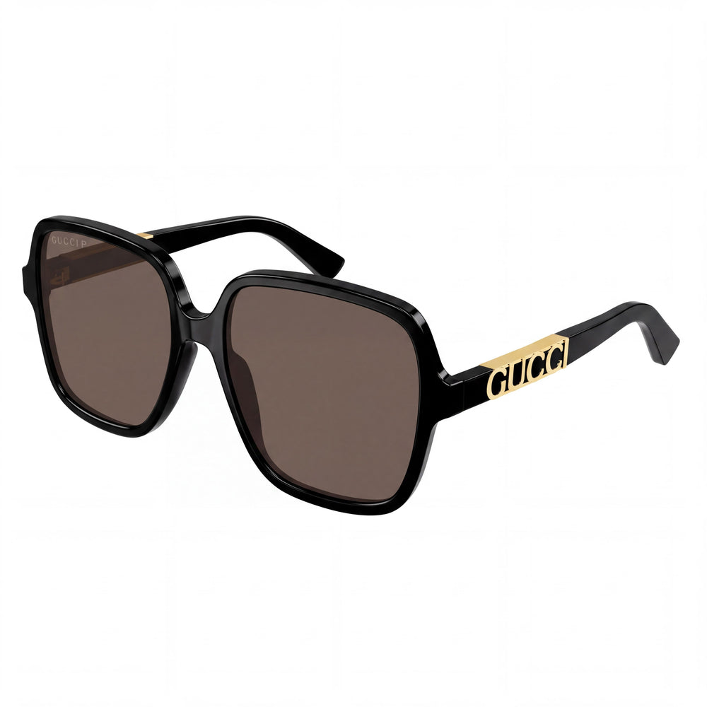 Gucci GG1189S Black Square Sunglasses for Women, Brown lens
