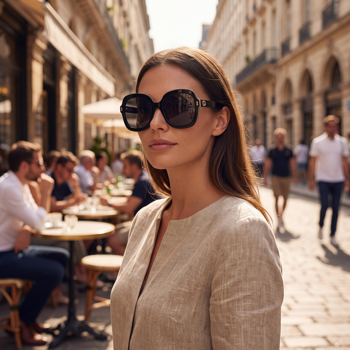 Gafas de sol redondas para mujer Gucci GG1240S en negro, 57 mm, Photo 6