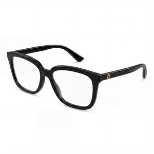 Gucci GG1319O Black/Gold-logo Square Eyeglasses for Women, Eco-Acetate frame