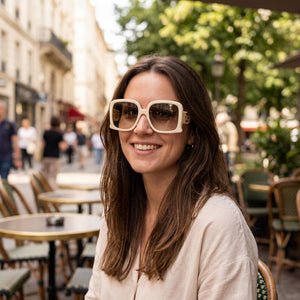 Gucci GG1326S 002 Ivory Sunglasses Women — outdoor wear, Brown Gradient Non-Polarized lens