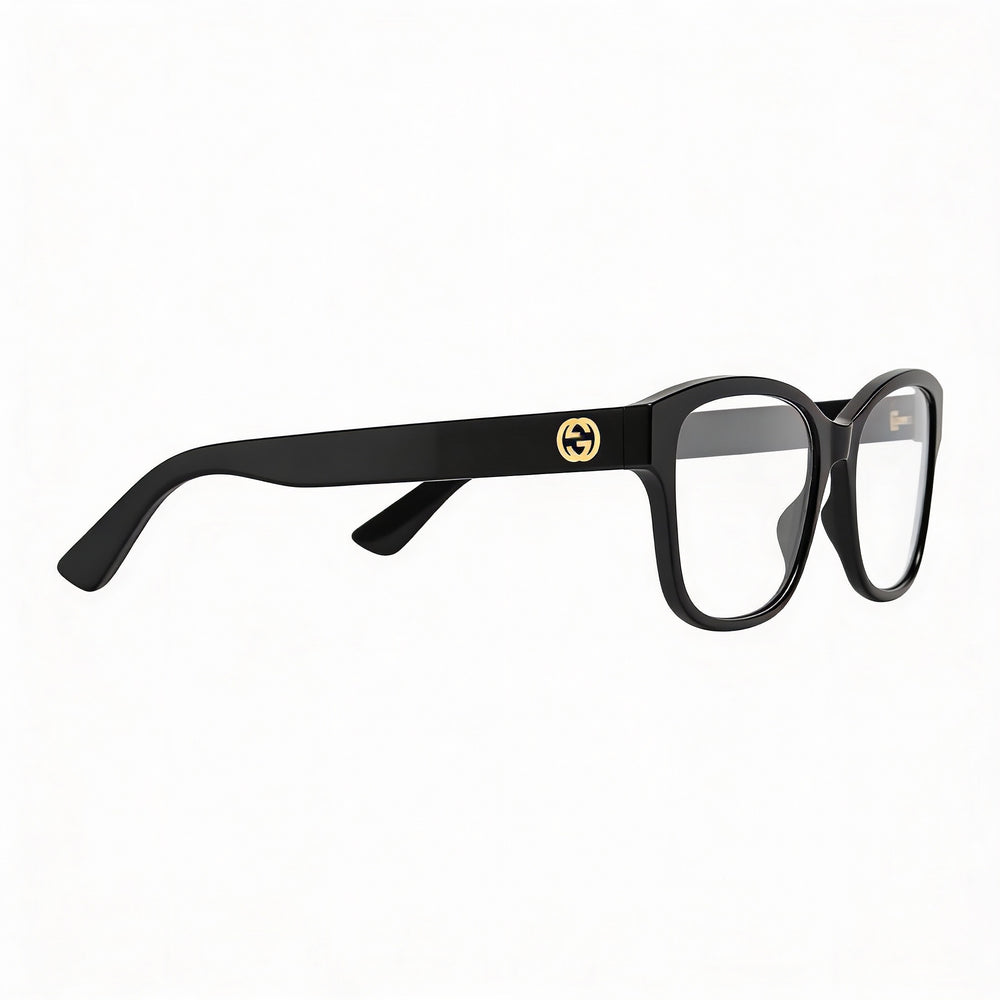 Gucci GG1340O Square Eyeglasses Women — side view, Black Plastic temples