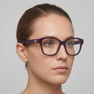Gucci GG1340O Square Eyeglasses Women — side view, Red Plastic temples
