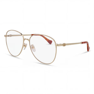 Gucci GG1419S Gold Aviator Eyeglasses for Women, Metal frame