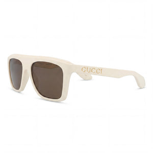 Gucci GG1570S White Brown Square Sunglasses for Men, Marron lens