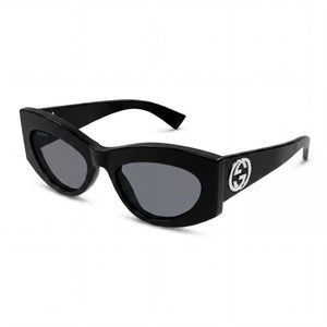 Gucci Gg1843s-001 Black Oval Sunglasses for Women, Grey lens