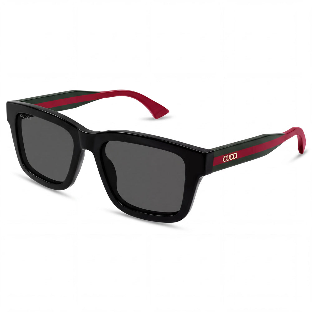 Gucci GG1869S-001 Black, Grey, Green Rectangle Sunglasses for Men, Multicolor lens