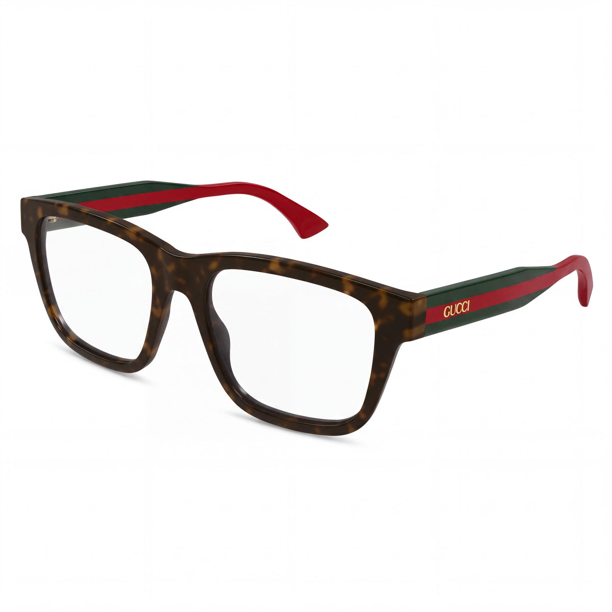 Gafas graduadas unisex Gucci 1870O modernas y profesionales de acetato con montura cuadrada, color habana verde transparente, 56 mm, Photo 1