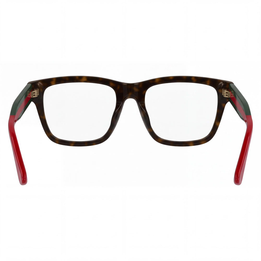 Gucci GG1870O Square Eyeglasses Unisex — side view, Havana/Green Acetate temples