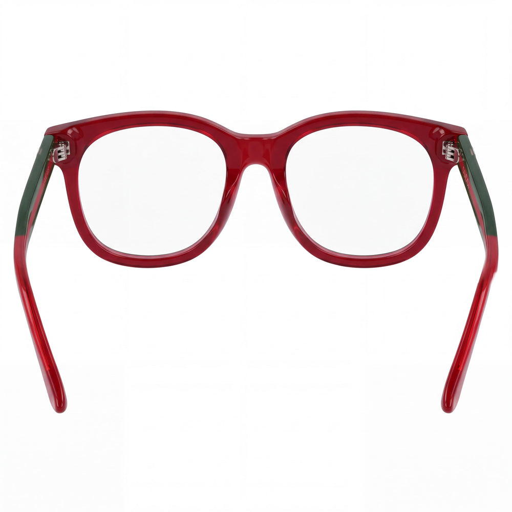 Gucci Gg1990o-008 Rectangle Eyeglasses Unisex — side view, Red Acetate temples