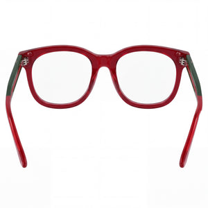 Gucci Gg1990o-008 Rectangle Eyeglasses Unisex — side view, Red Acetate temples