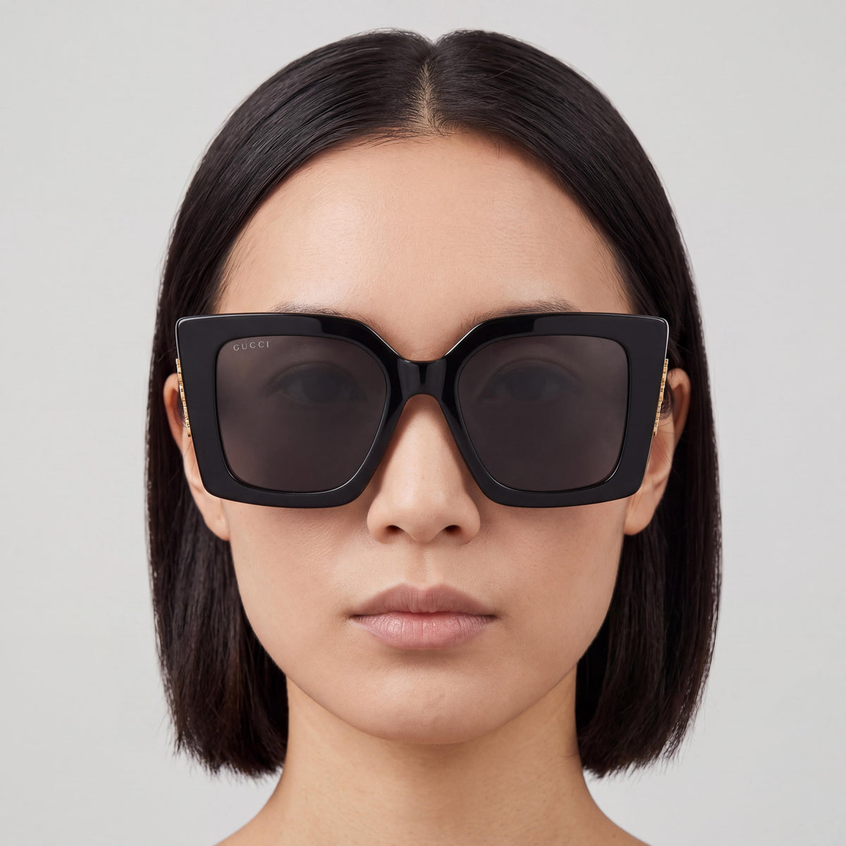 Gafas de sol Gucci cuadradas extragrandes para mujer, negras y grises, 51 mm, Photo 5