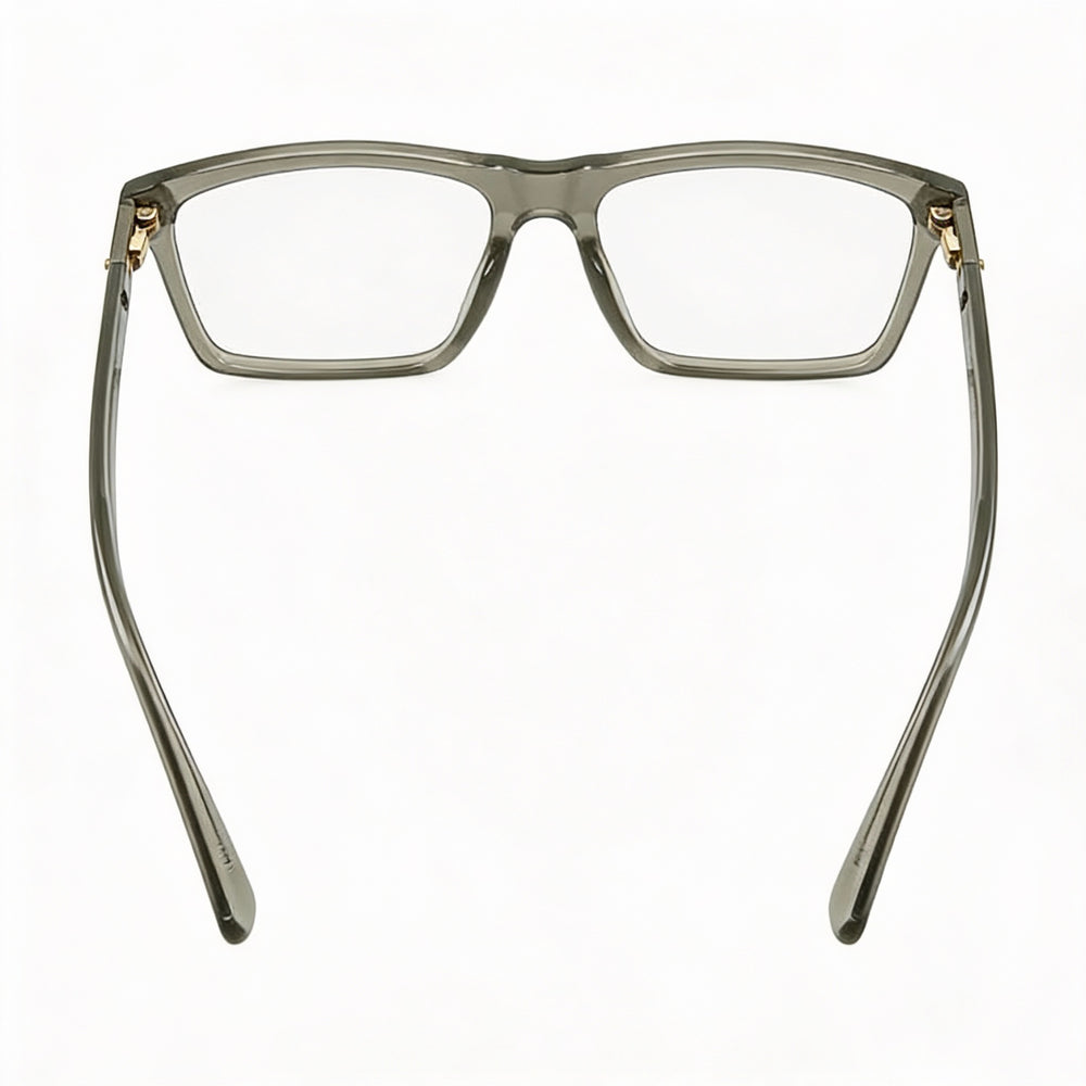 Gucci Rectangle Eyeglasses Unisex — side view, Gray Acetate temples