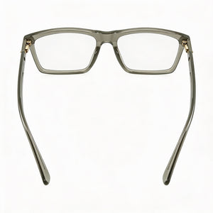 Gucci Rectangle Eyeglasses Unisex — side view, Gray Acetate temples