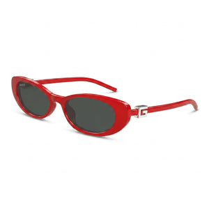 Gucci Red Oval Sunglasses for Women, Red-Grey lens