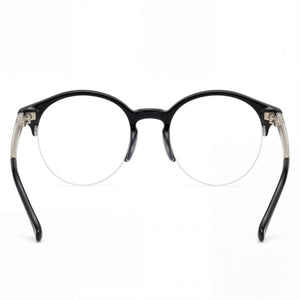 Gucci Tratto 06 Round Eyeglasses Women — side view, Black Acetate temples