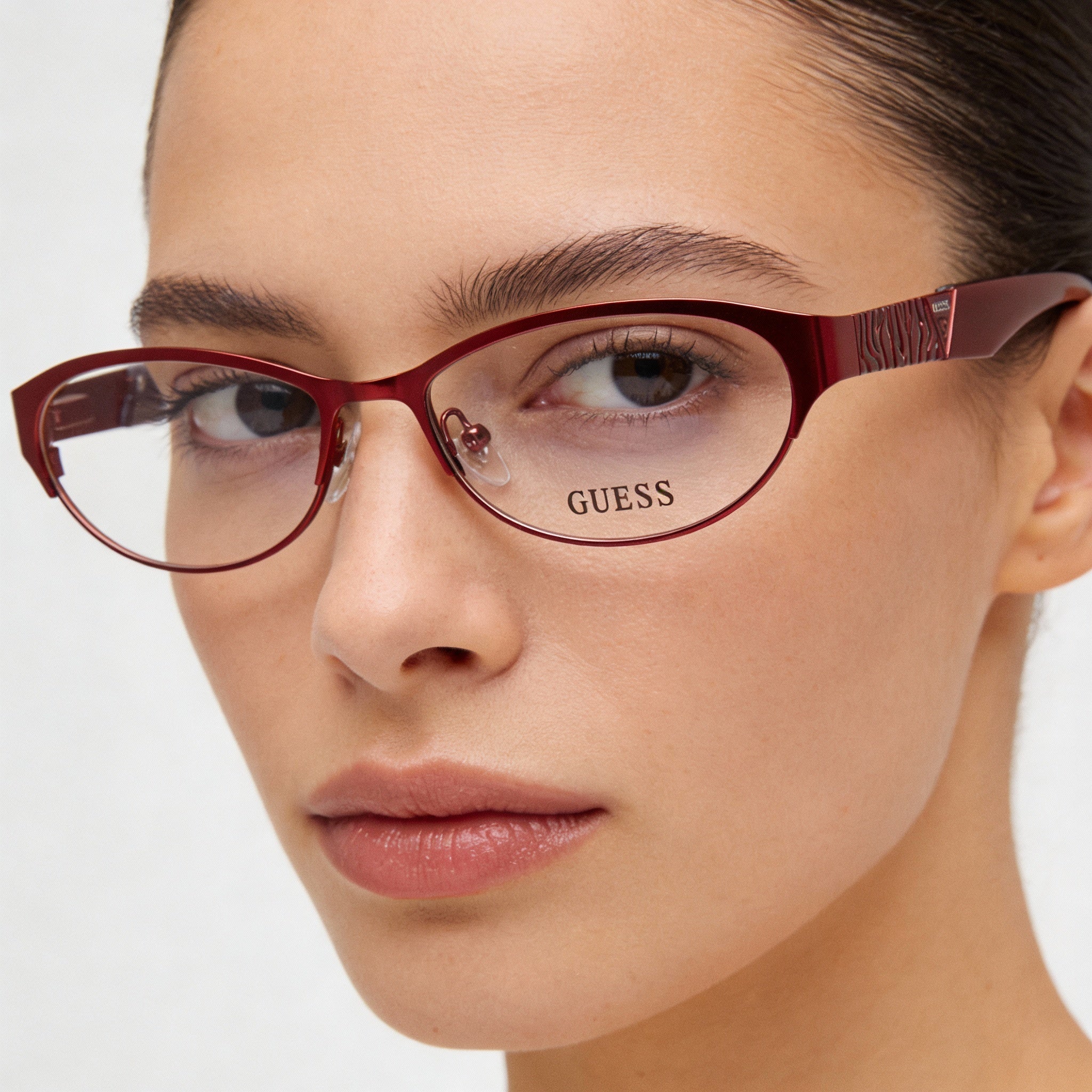 Guess 2354_F18 (53 MM) Gafas ovaladas de mujer en rojo ladrillo, metal de 53 mm, Photo 4