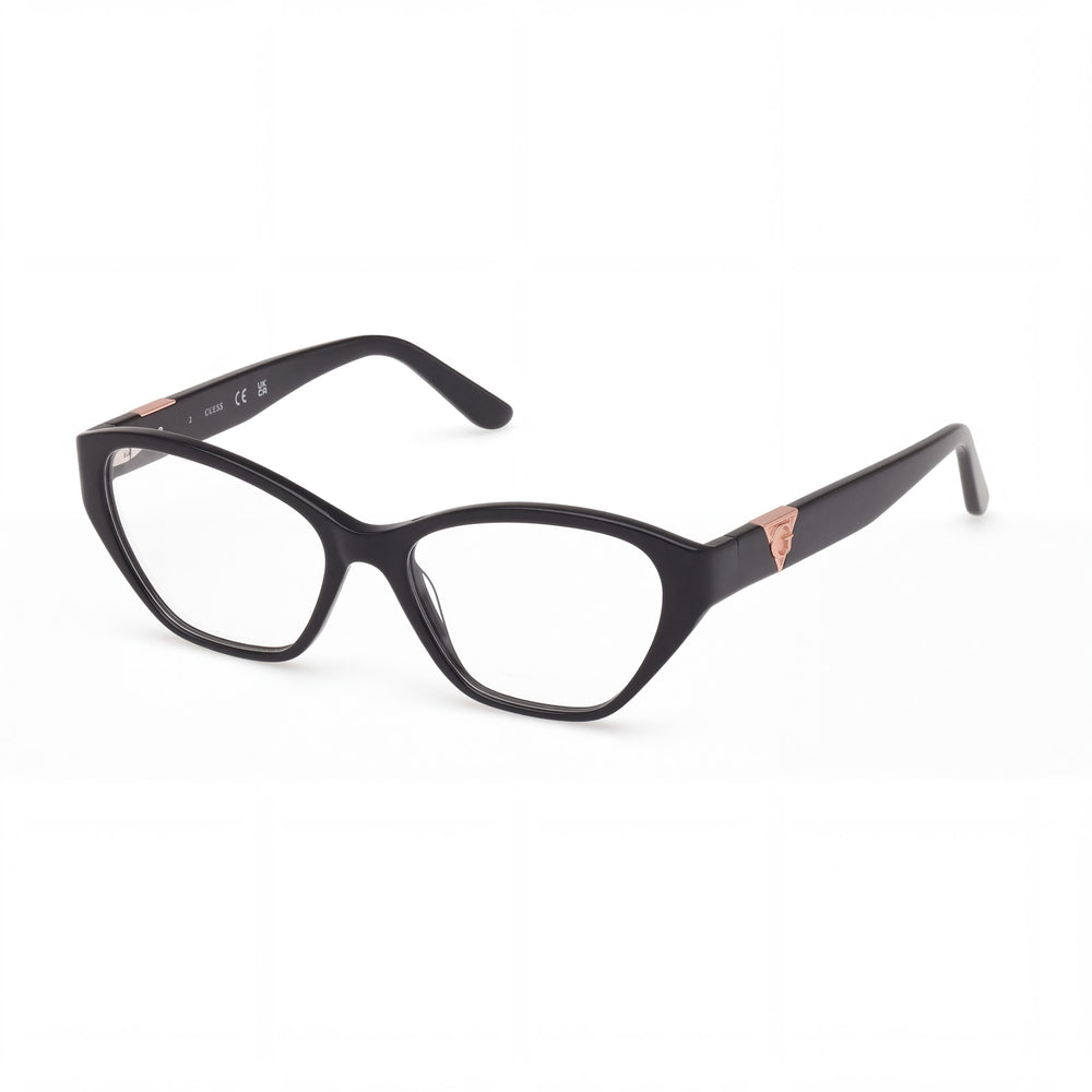 Guess 50162 Shiny Black Rectangle Eyeglasses for Women, Blue frame
