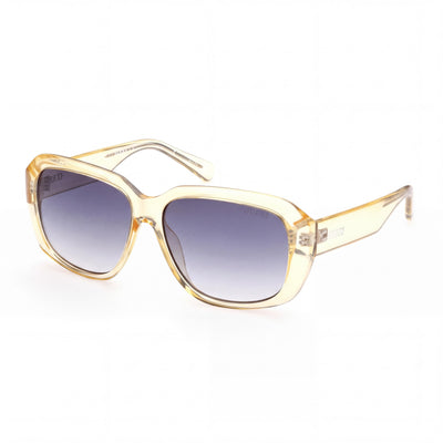 Guess 58 Mm Gu8233 Yellow Rectangle Sunglasses for Women, Clear lens