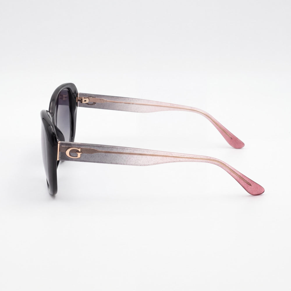 Guess 7483 Butterfly Sunglasses Women — side view, Non-Polarized Gradient Smoke lens