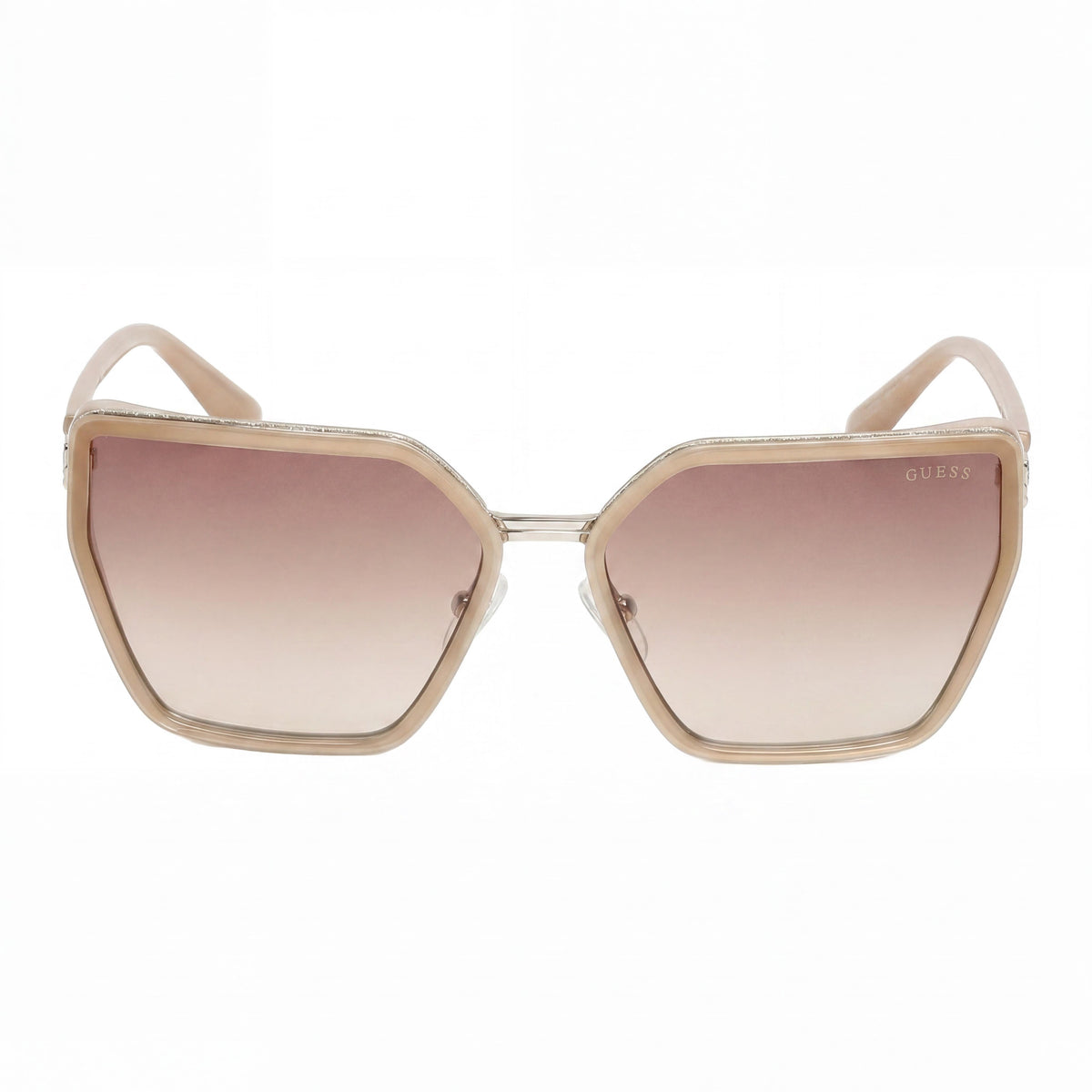 Gafas de sol rectangulares Guess para mujer, beige con degradado marrón, 59 mm, Photo 2