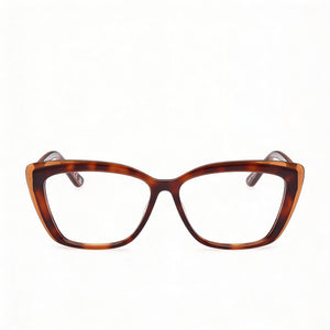 Guess Brown Rectangle Eyeglasses for Women — front view, Plastic frame