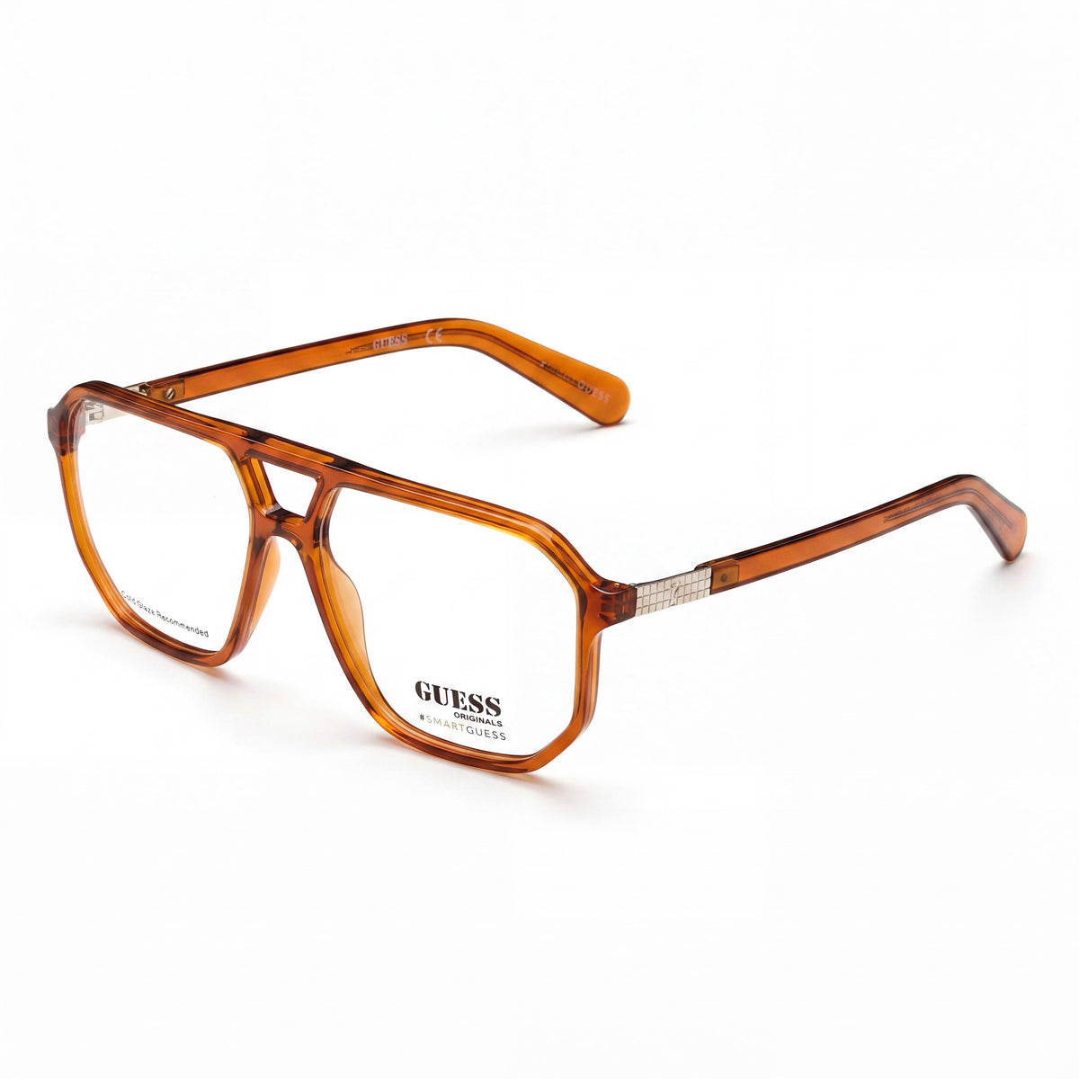 Guess GU8252 Shiny Light Brown Rectangle Eyeglasses Unisex, Plastic 57mm, Photo 1